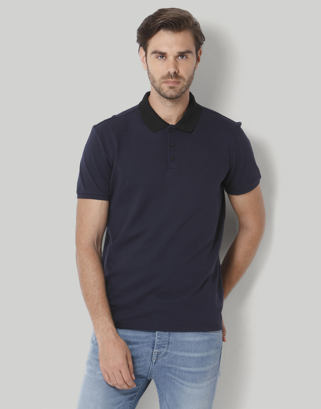 Blue Polo Neck T-Shirt