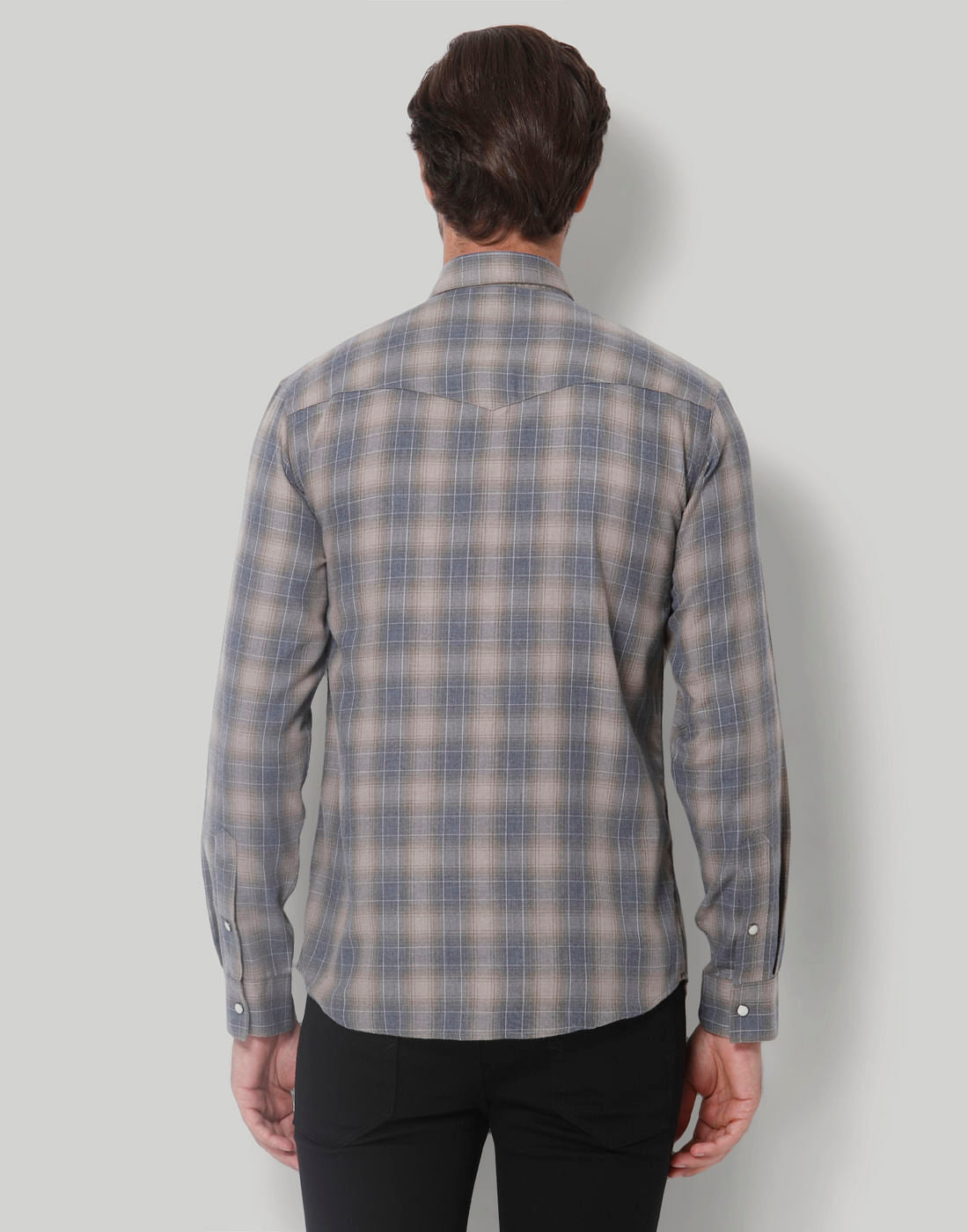 Grey Check Full Sleeves Shirt