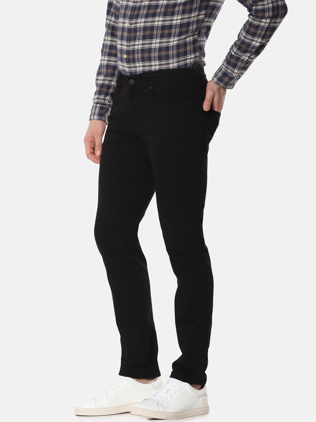 Black Mid Rise Leon Slim Fit Jeans