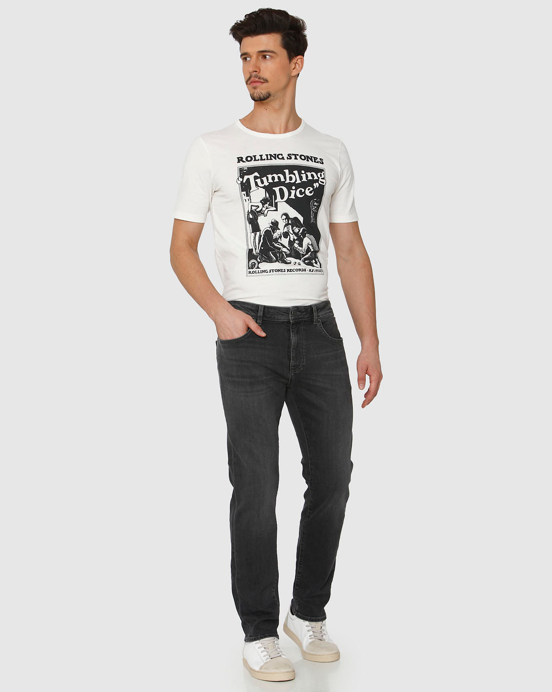 Black Mid Rise Faded Leon Slim Fit Jeans