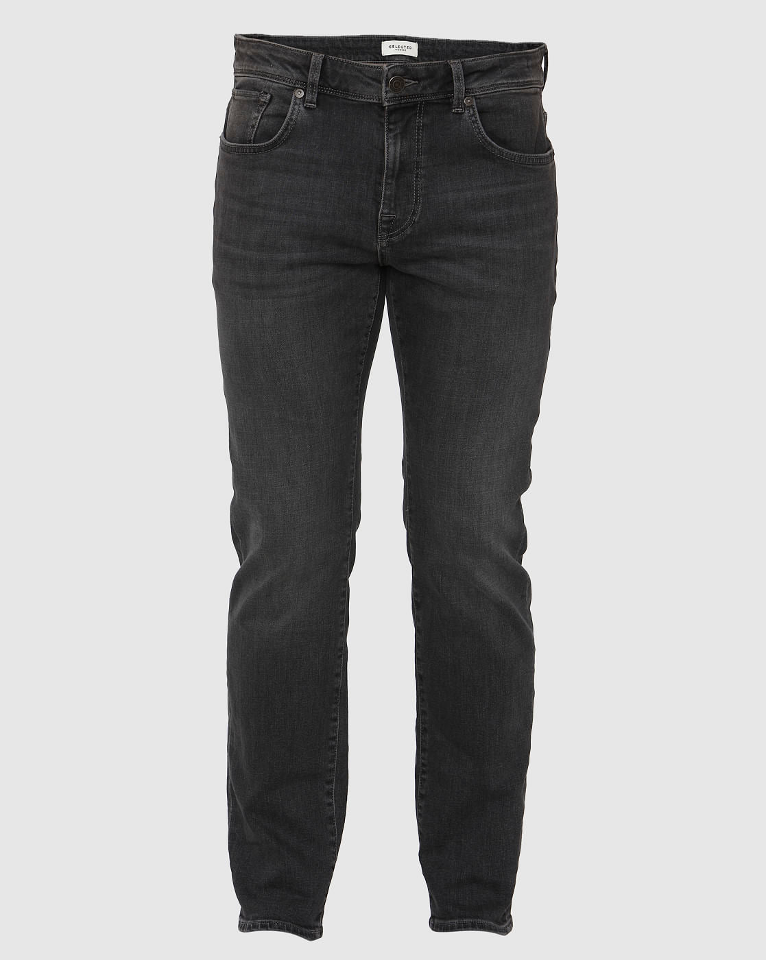 Black Mid Rise Faded Leon Slim Fit Jeans