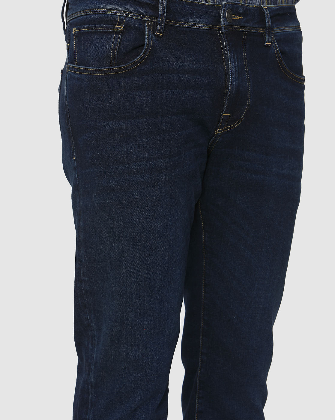 Dark Blue Mid Rise Scott Straight Fit Jeans