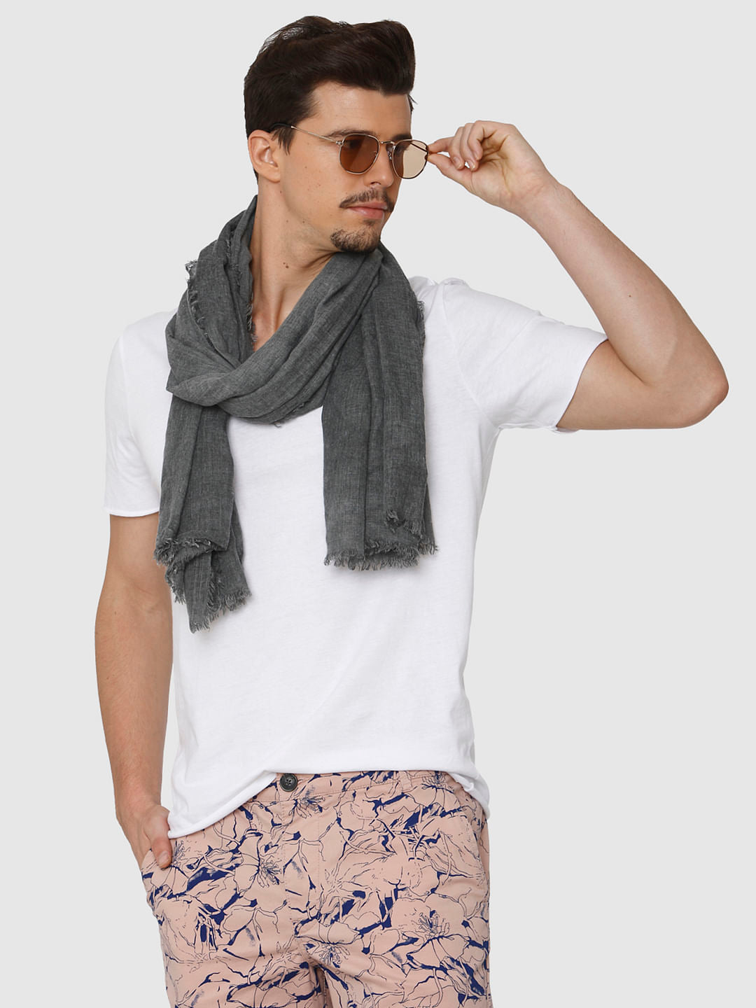 White Raw Edge Crew Neck T-Shirt