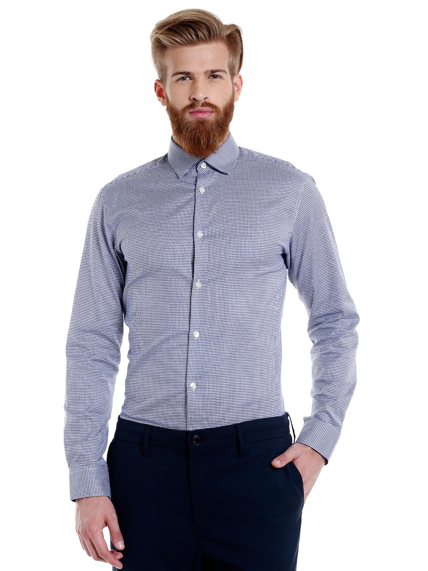 Dark Blue Check Full Sleeves Shirt