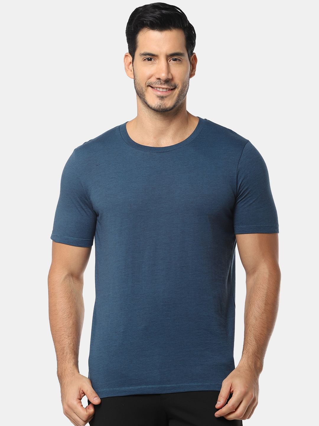 Teal Blue Slim Fit Crew Neck T-Shirt