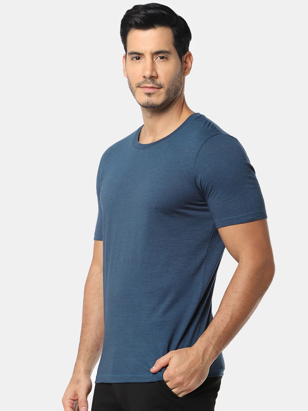 Teal Blue Slim Fit Crew Neck T-Shirt