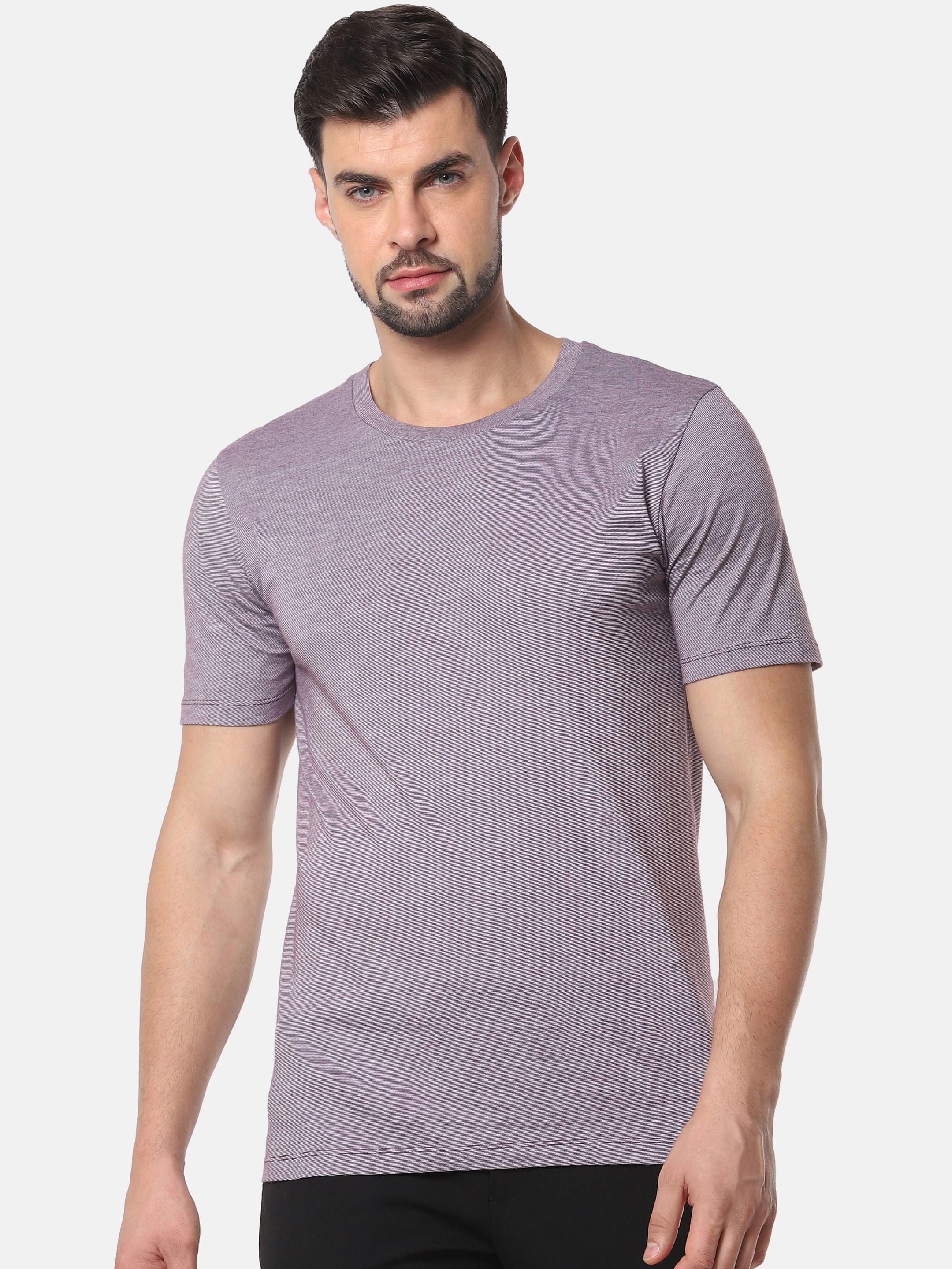 Light Purple Slim Fit Crew Neck T-Shirt