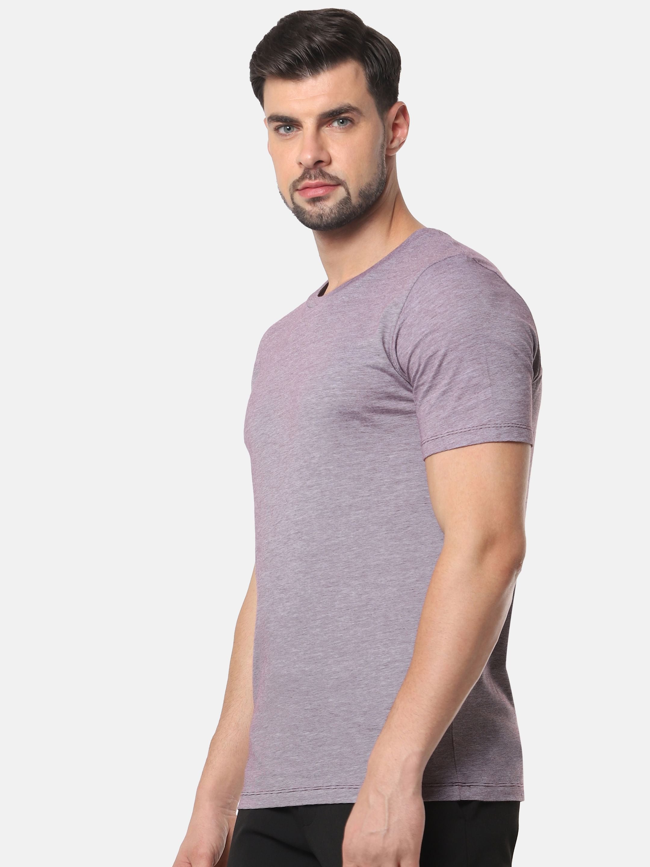 Light Purple Slim Fit Crew Neck T-Shirt