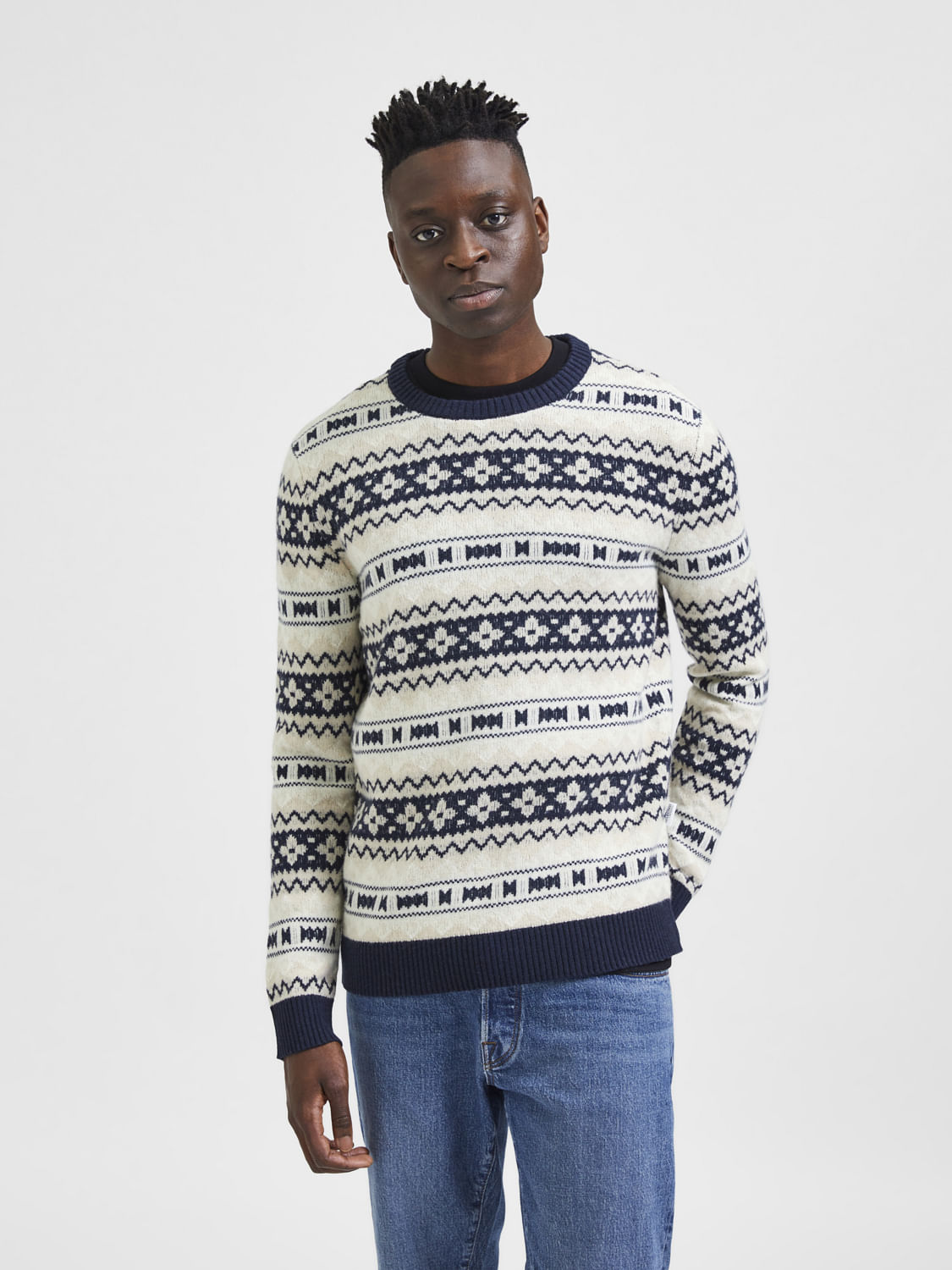 Cream X-Mas Print Pullover