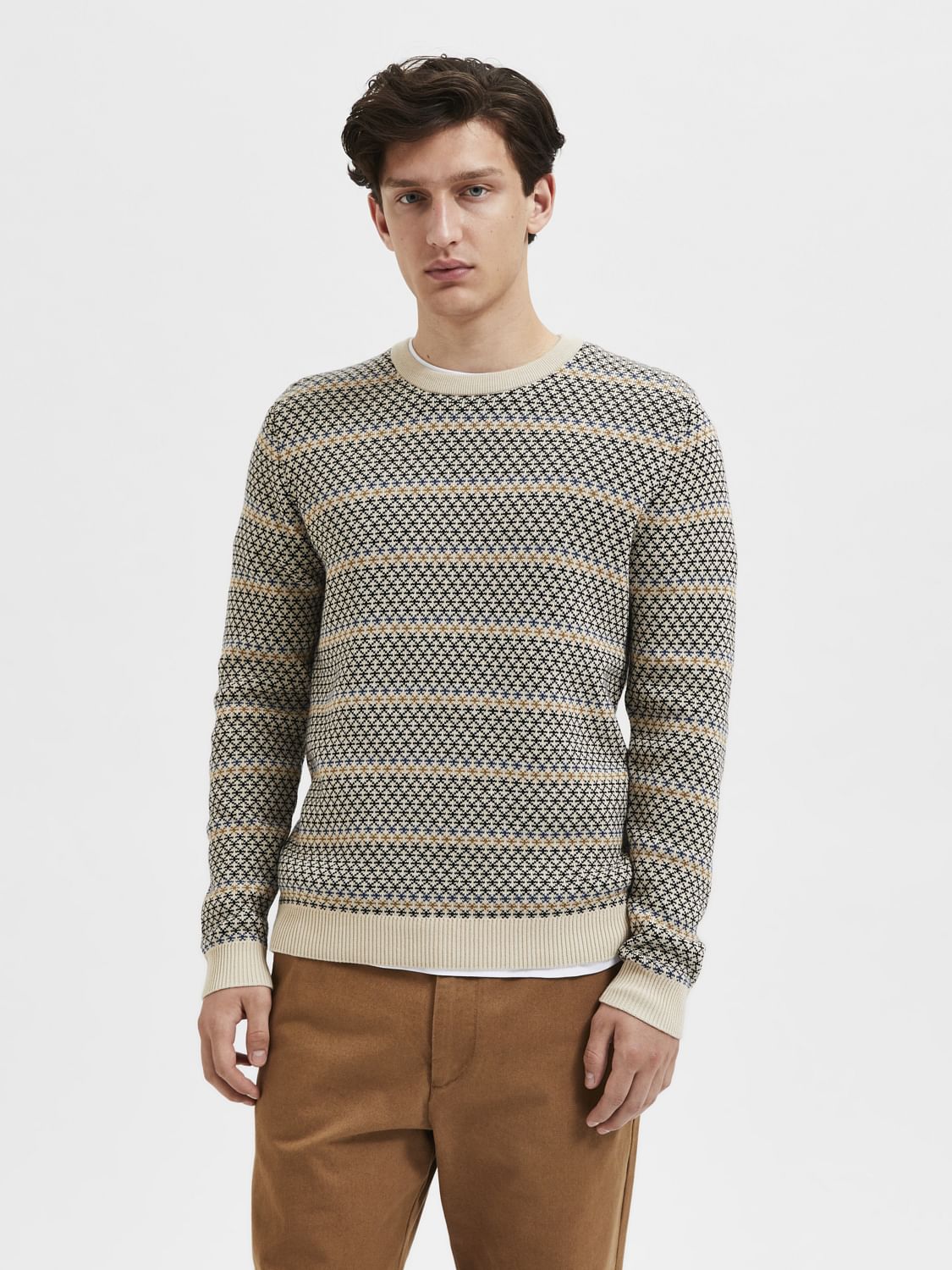 Beige Printed Pullover