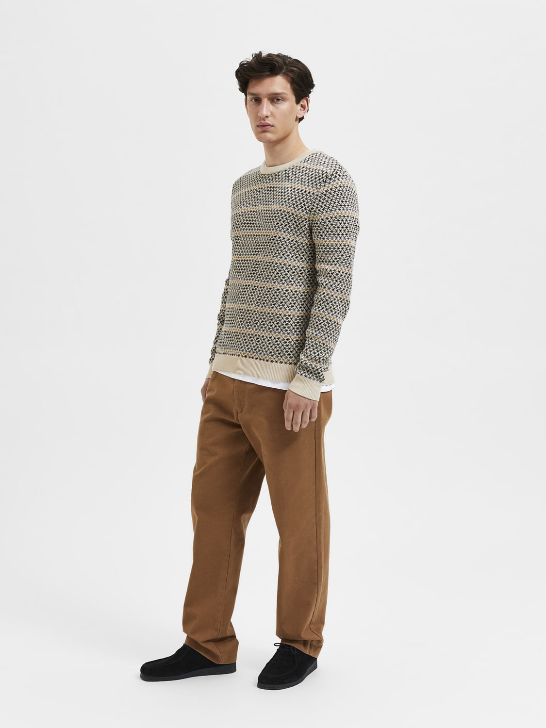 Beige Printed Pullover