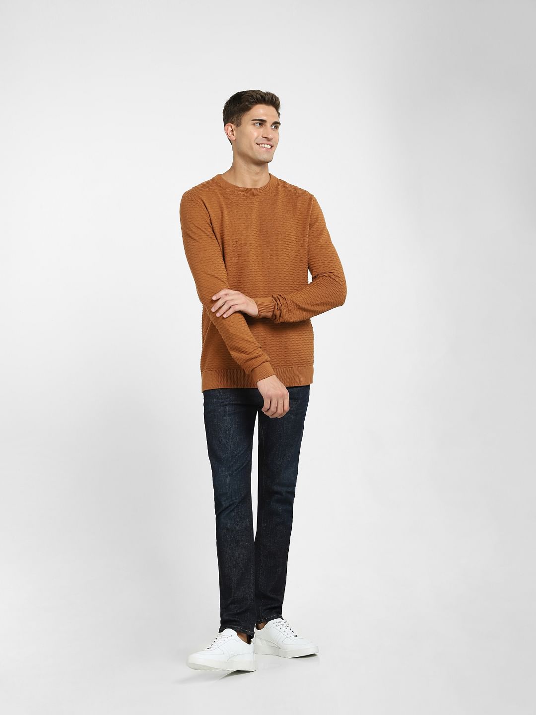 Brown Crew Neck Pullover