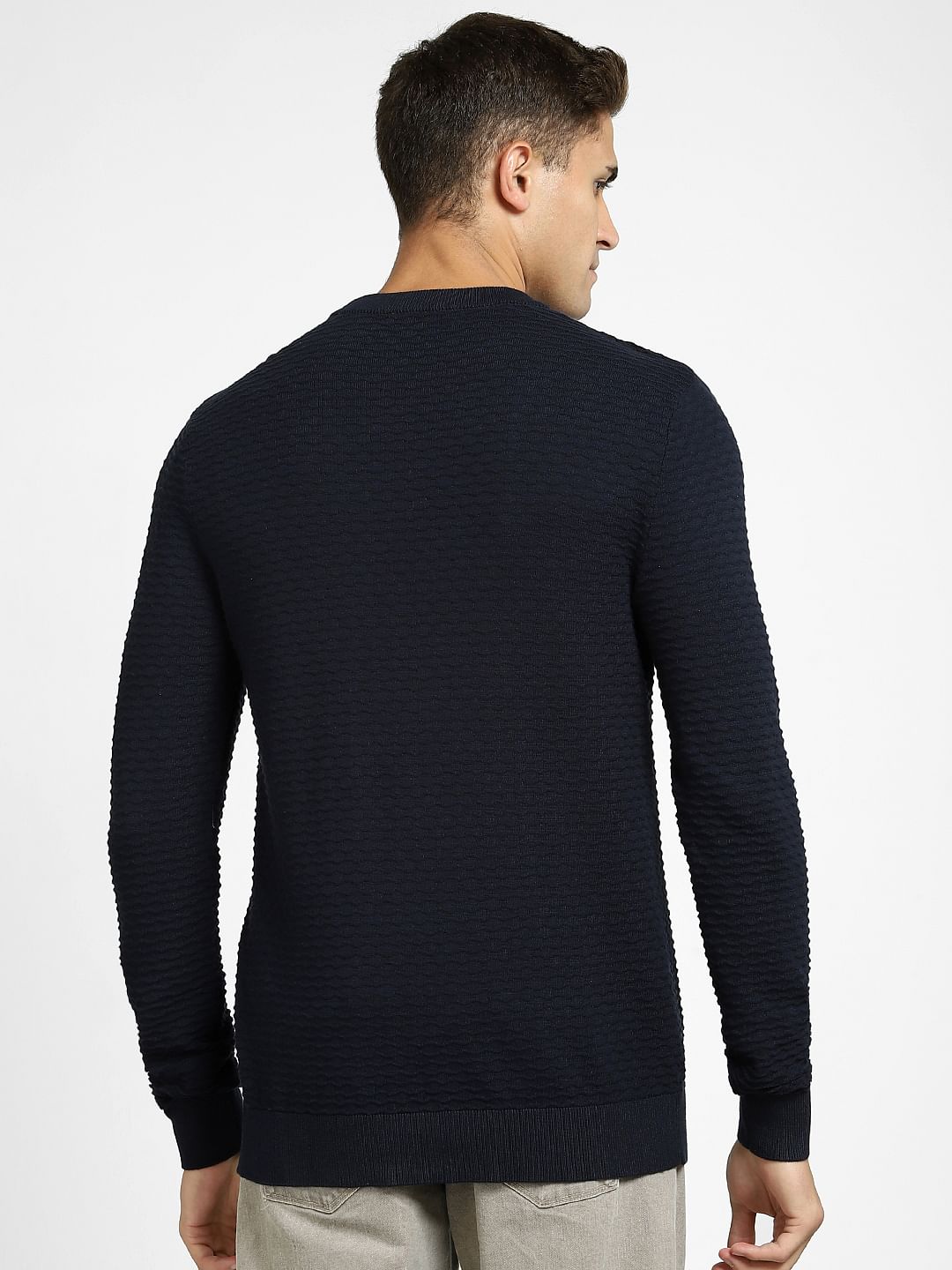 Navy Blue Crew Neck Pullover