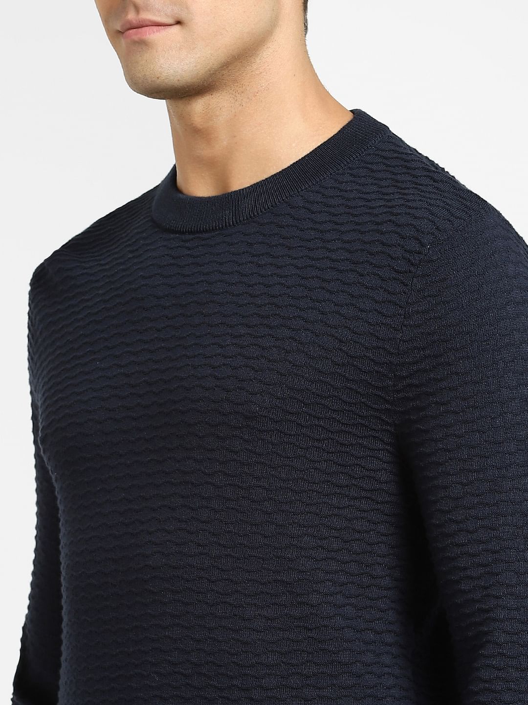 Navy Blue Crew Neck Pullover