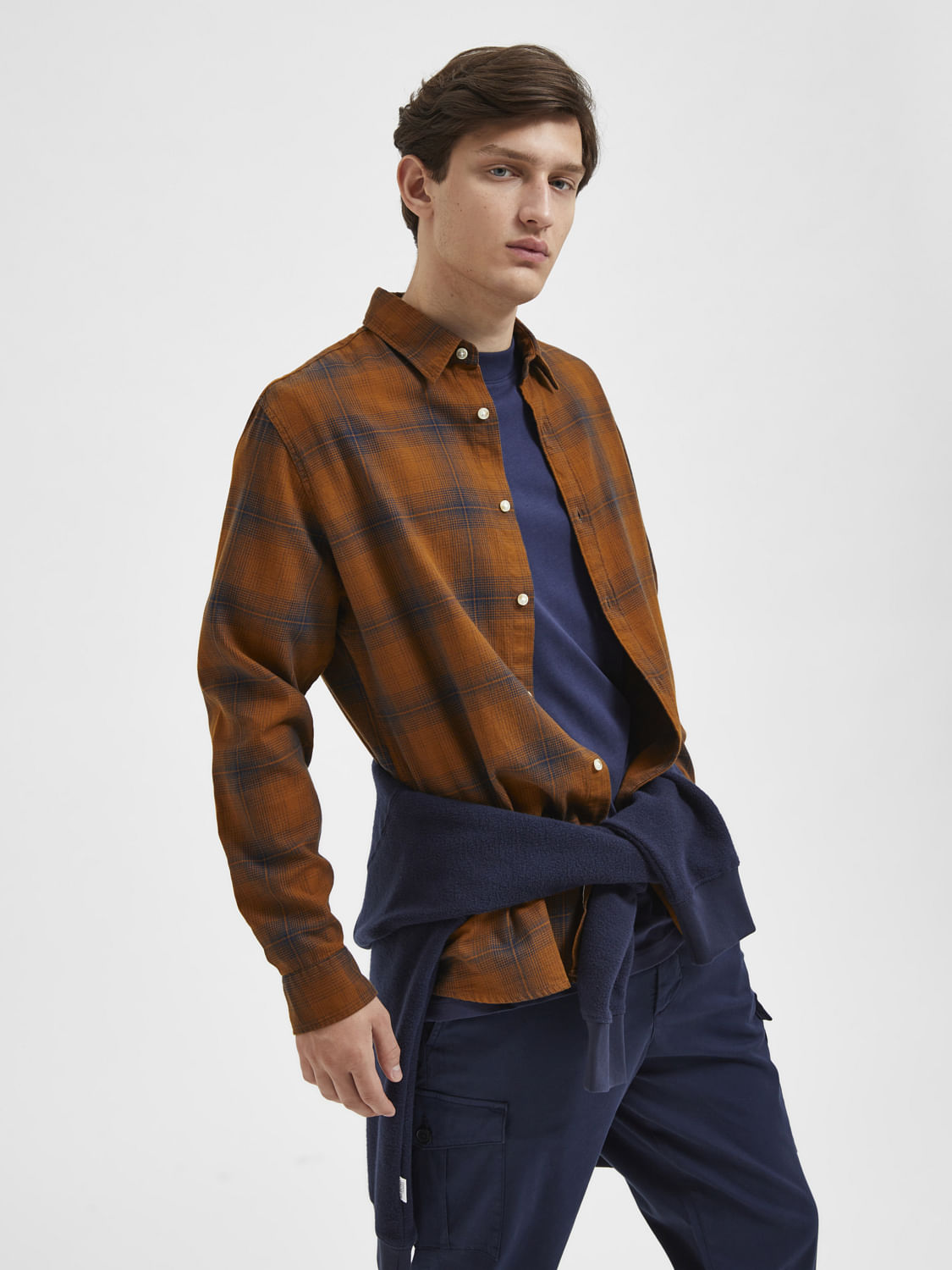 Brown Check Full Sleeves Shirt
