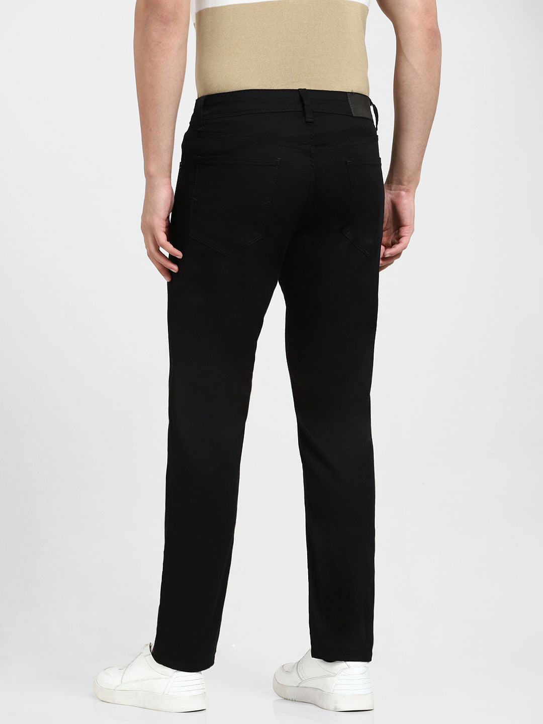 Black Mid Rise Scott Straight Fit Jeans