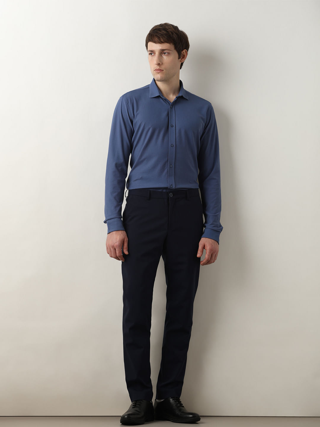 Blue Knitted Full Sleeves Shirt