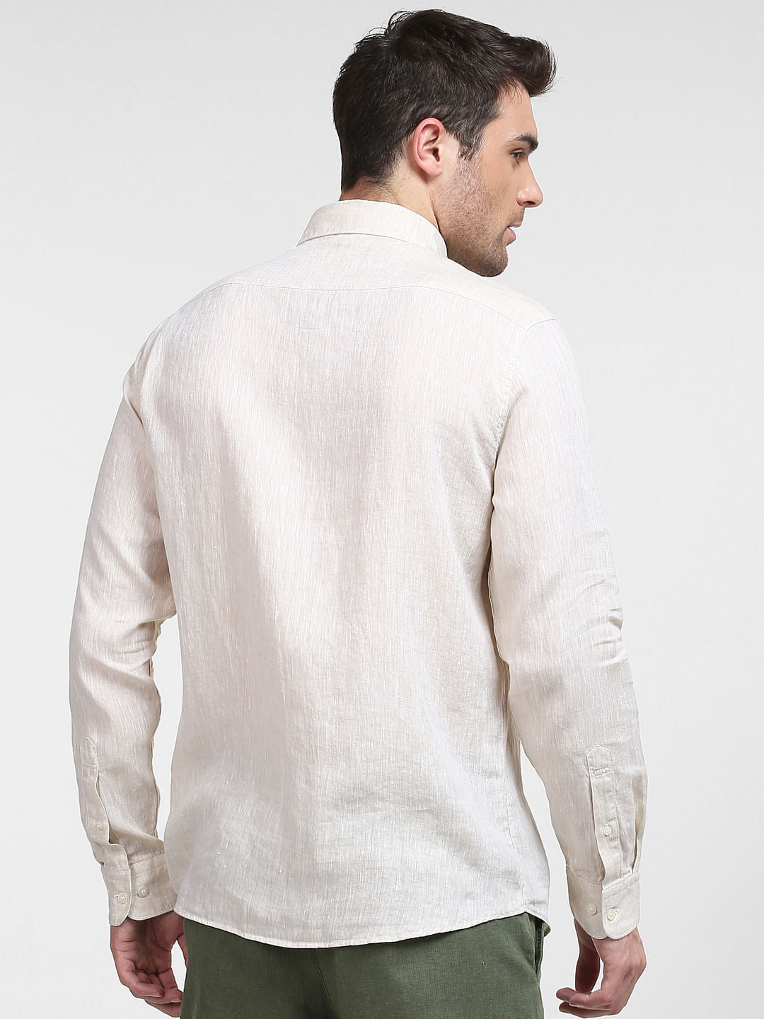 Beige Linen Full Sleeves Shirt