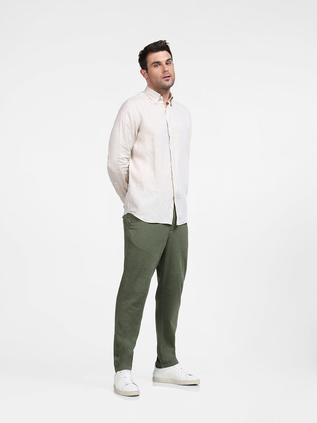 Beige Linen Full Sleeves Shirt