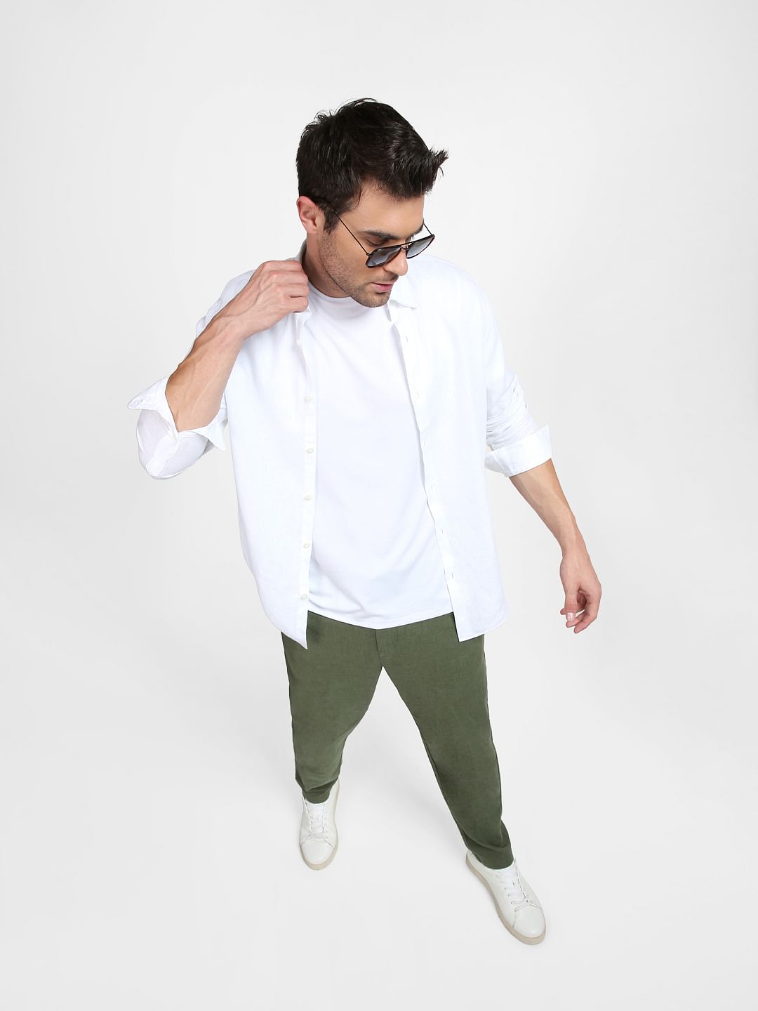 White Linen Full Sleeves Shirt