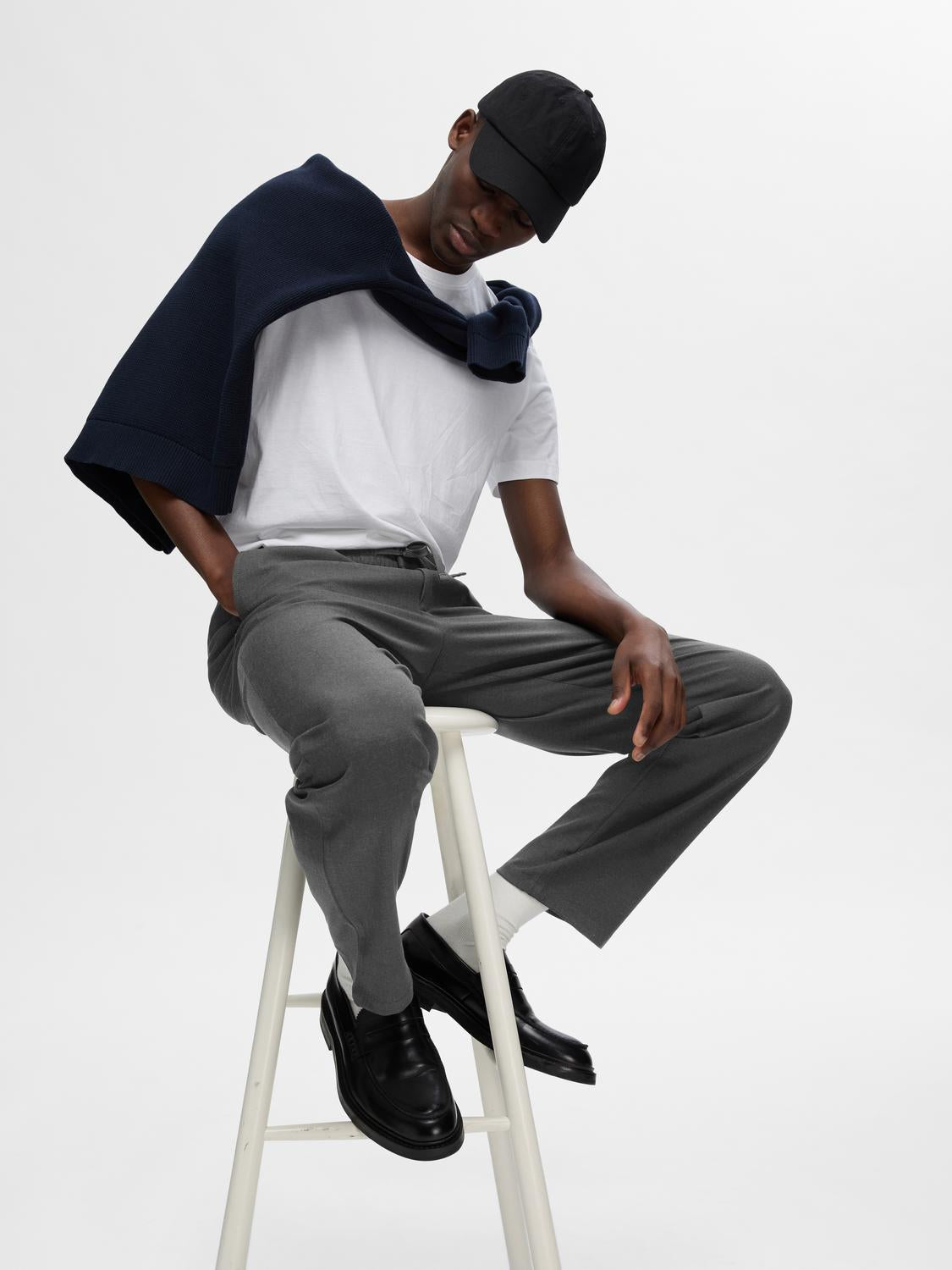 Grey Drawstring Straight Fit Pants