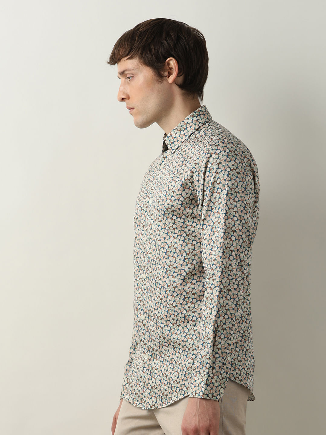 Green Floral Full Sleeves Shirt