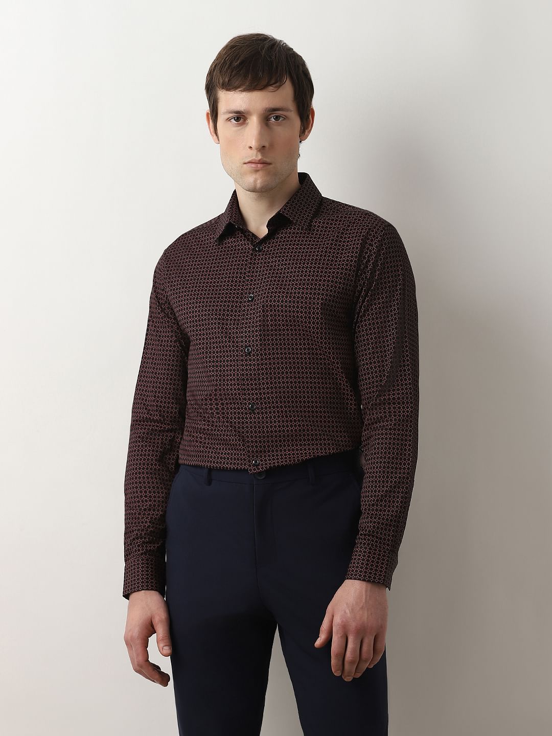 Red Dot Print Full Sleeves Shirt