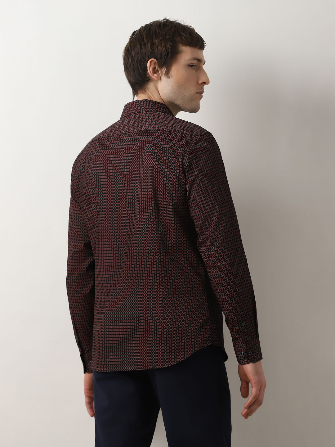 Red Dot Print Full Sleeves Shirt