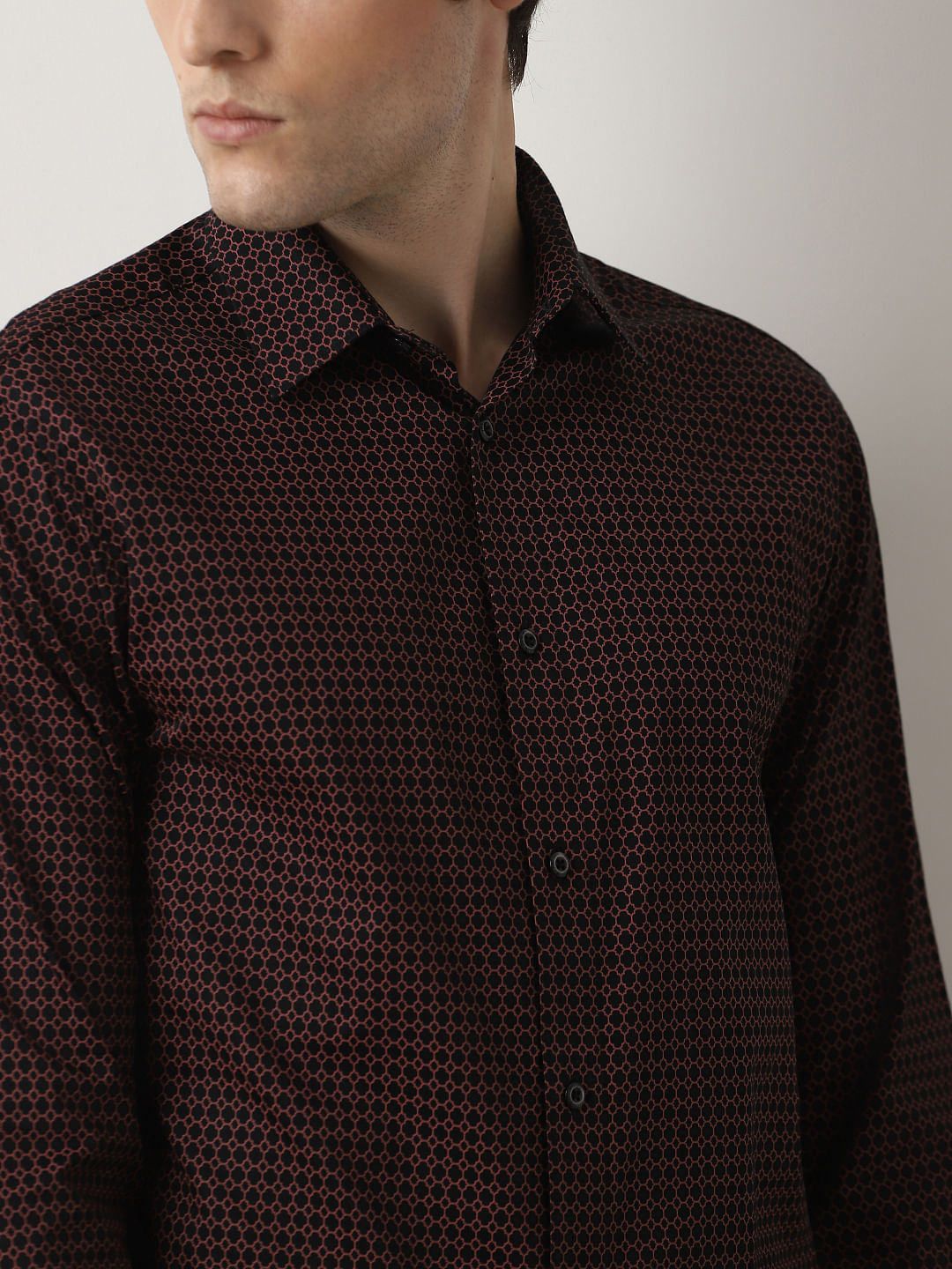 Red Dot Print Full Sleeves Shirt
