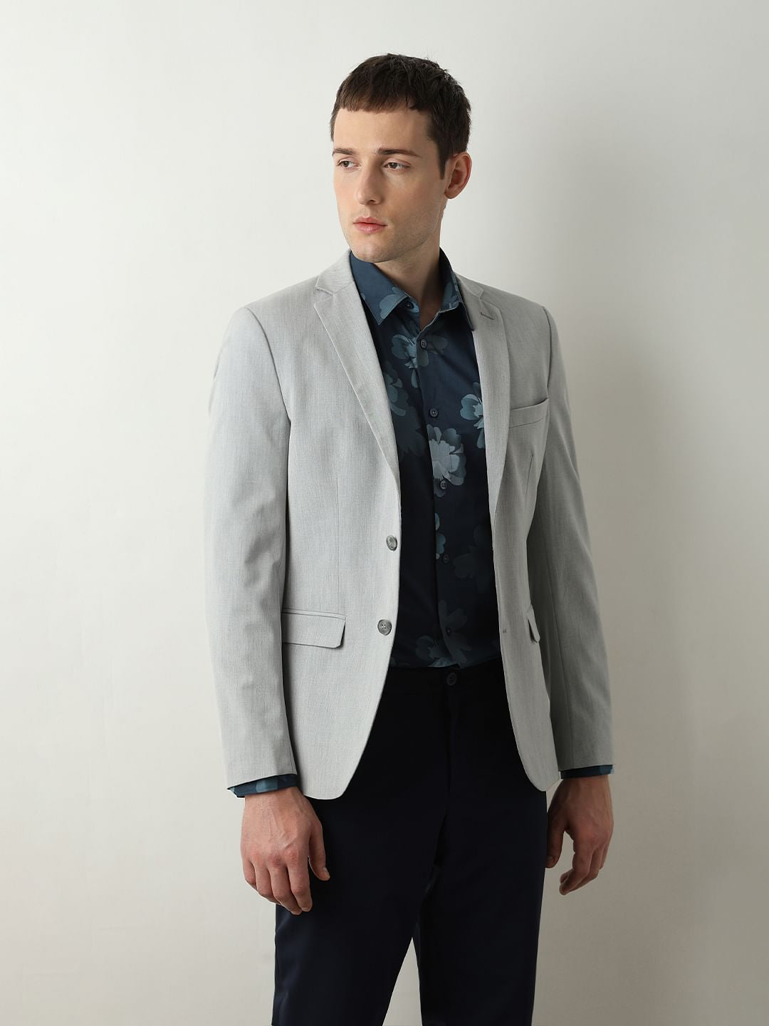 Blue Floral Full Sleeves Shirt