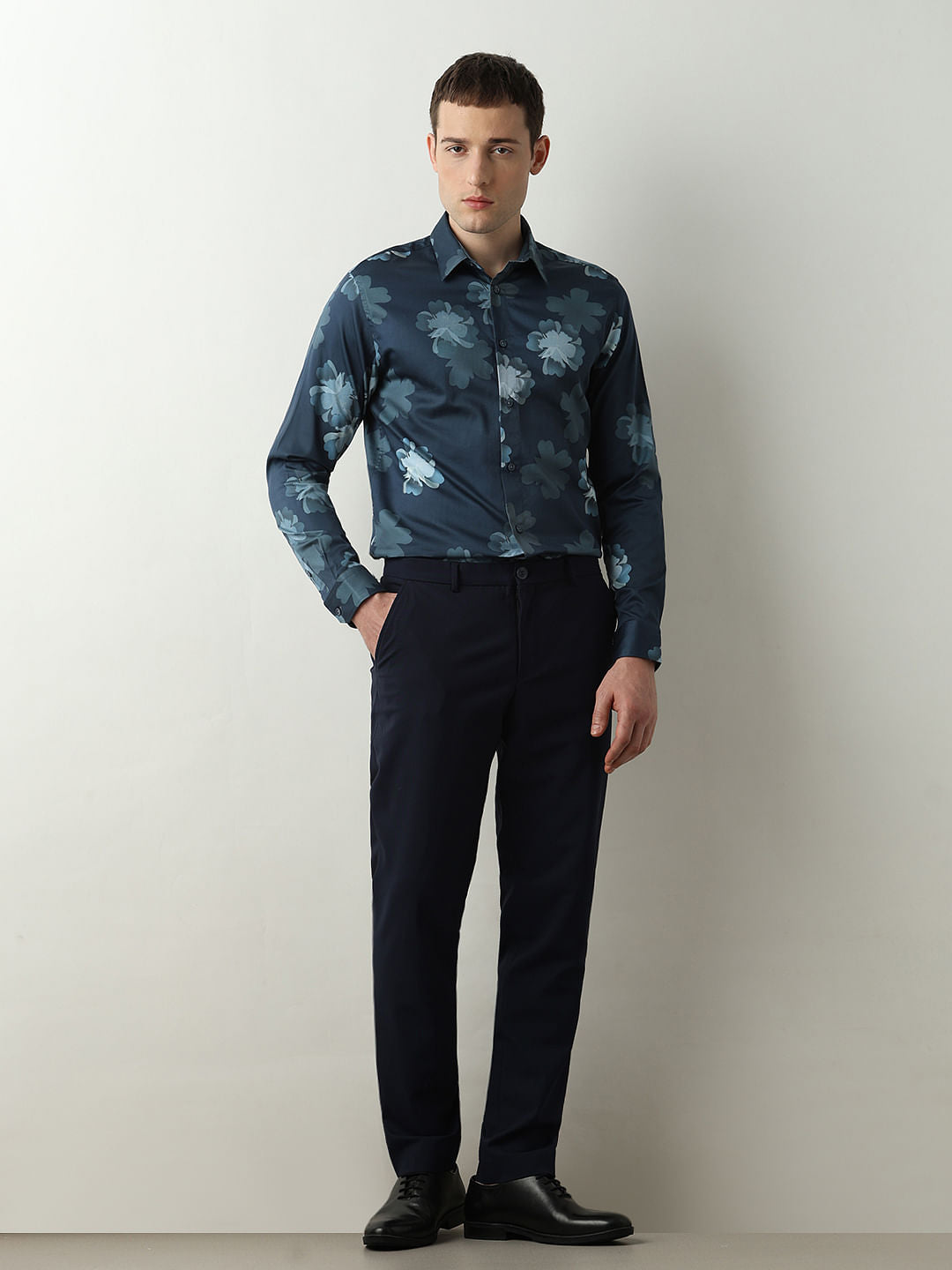 Blue Floral Full Sleeves Shirt