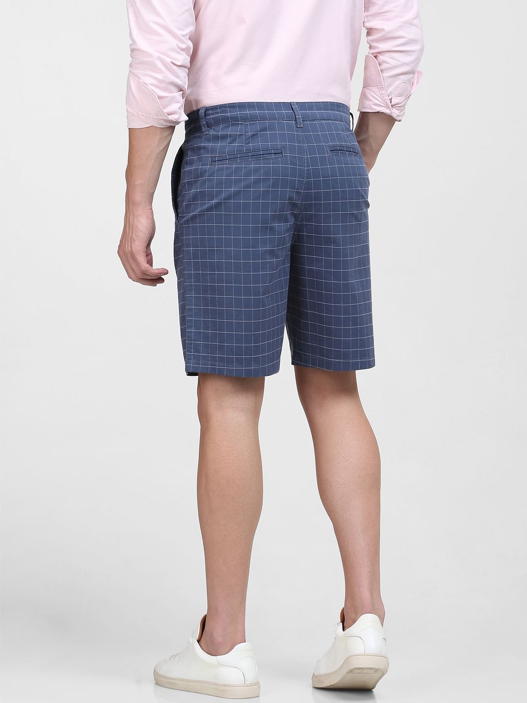 Blue Organic Cotton Check Shorts