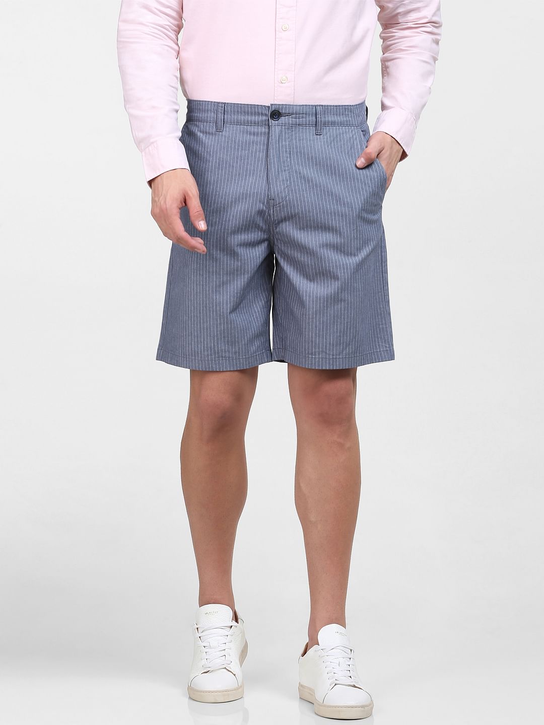 Blue Organic Cotton Striped Shorts