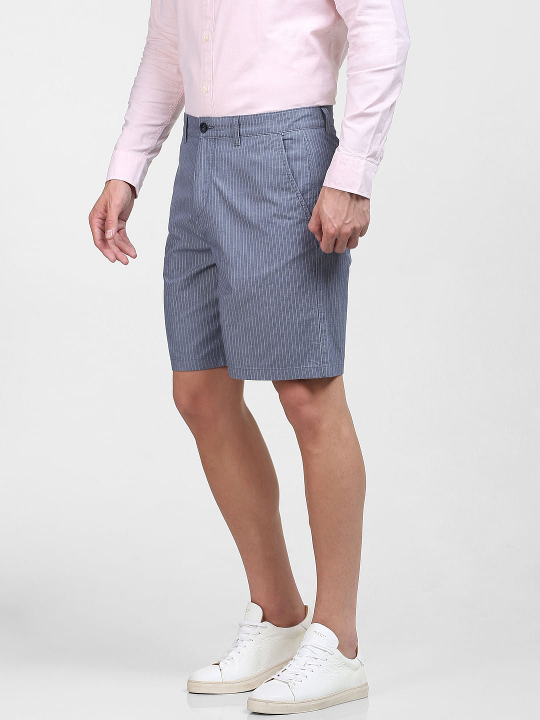 Blue Organic Cotton Striped Shorts