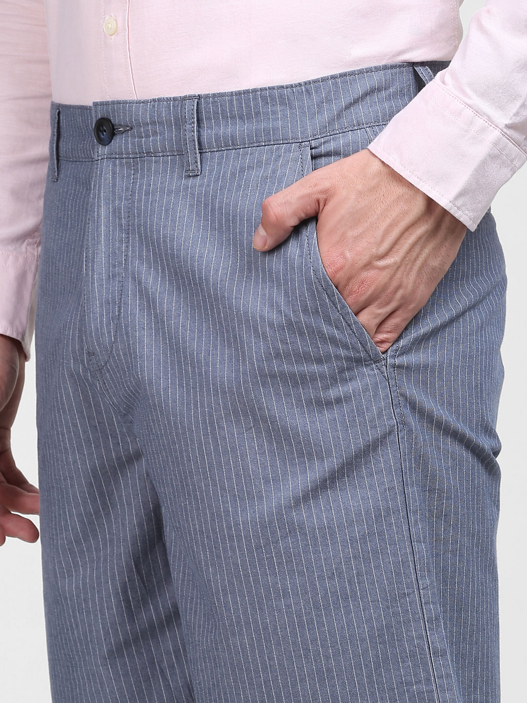 Blue Organic Cotton Striped Shorts