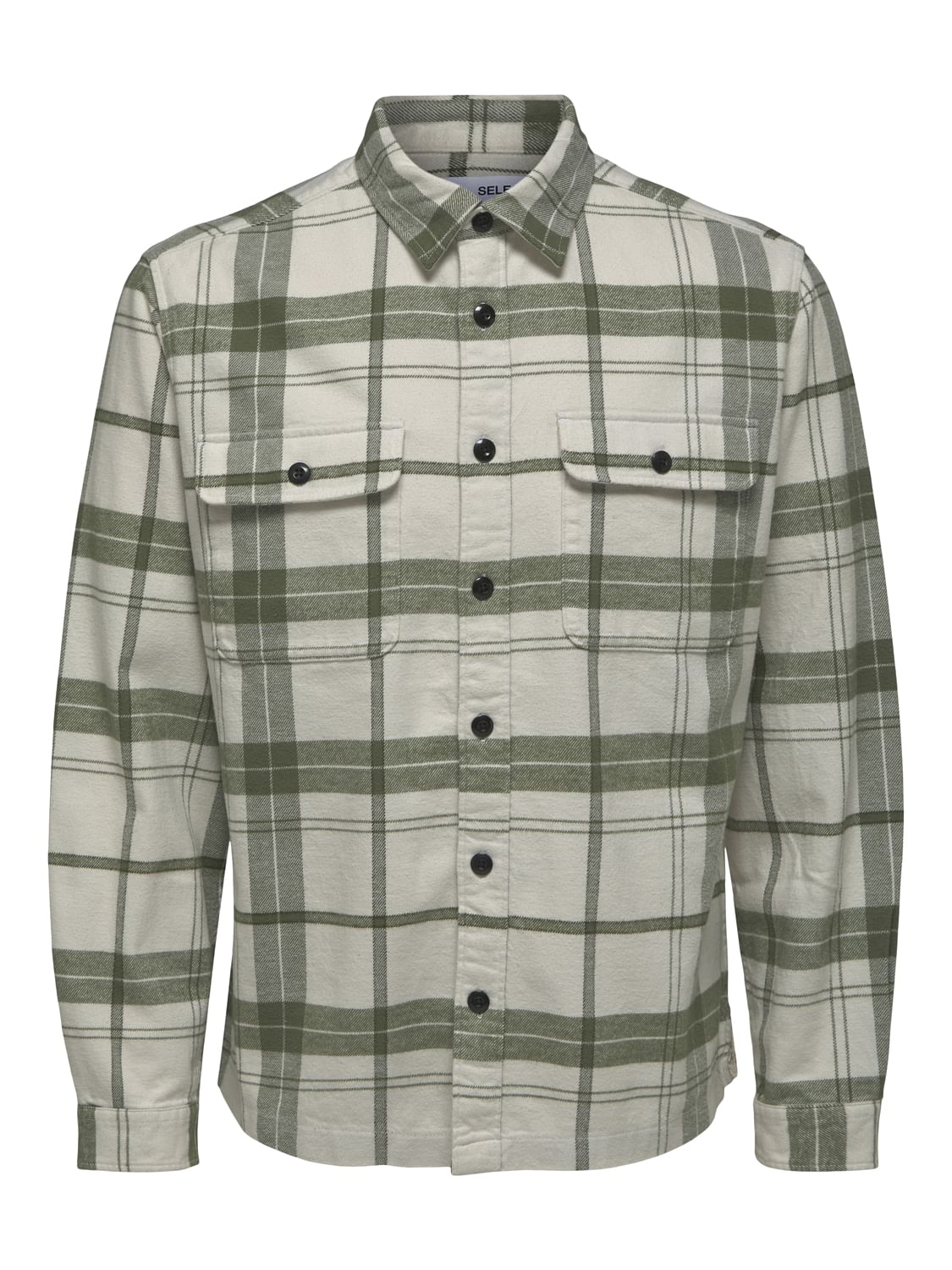 White Organic Cotton Checks Overshirt