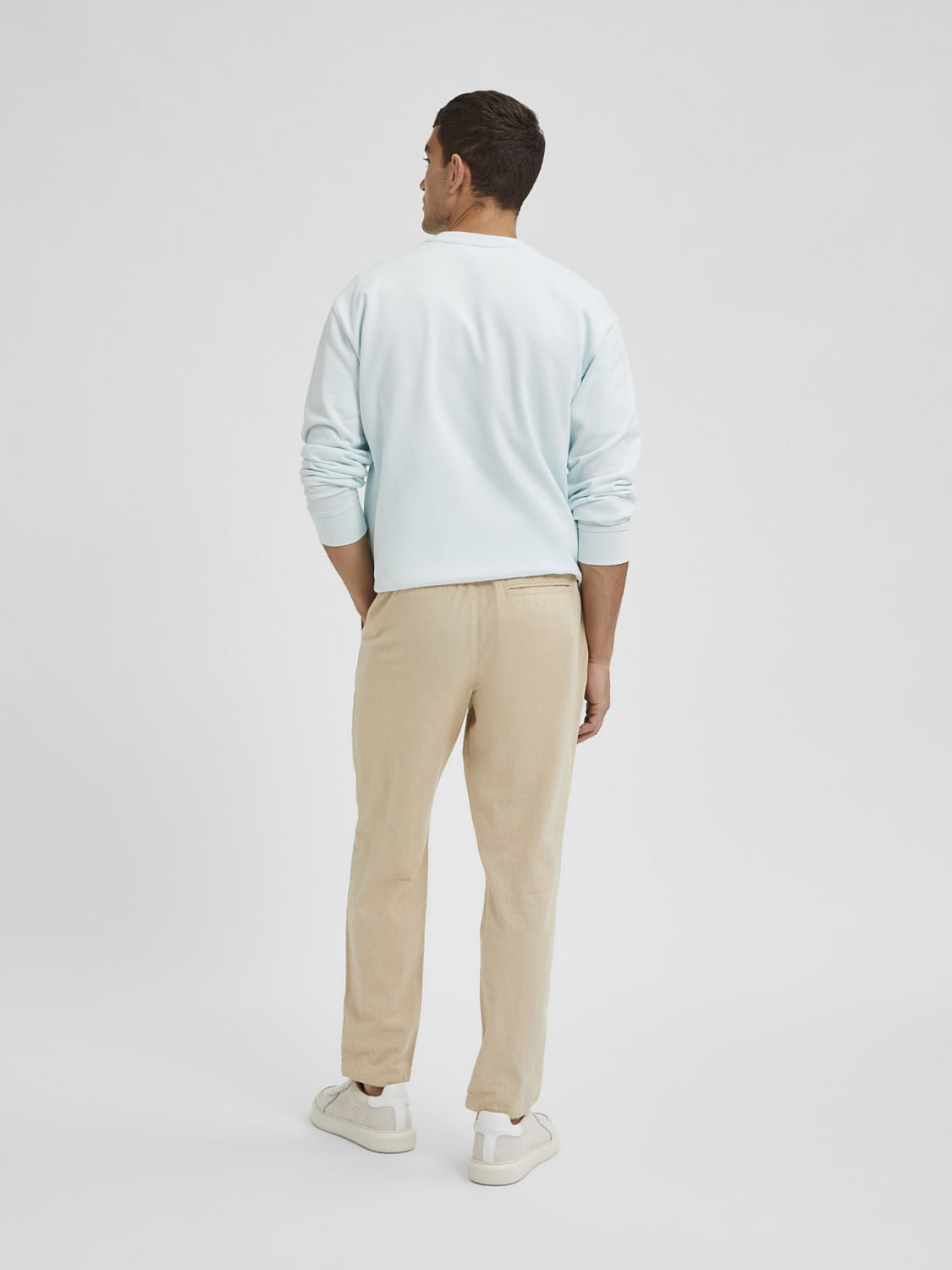 Beige Mid Rise Organic Cotton Pants