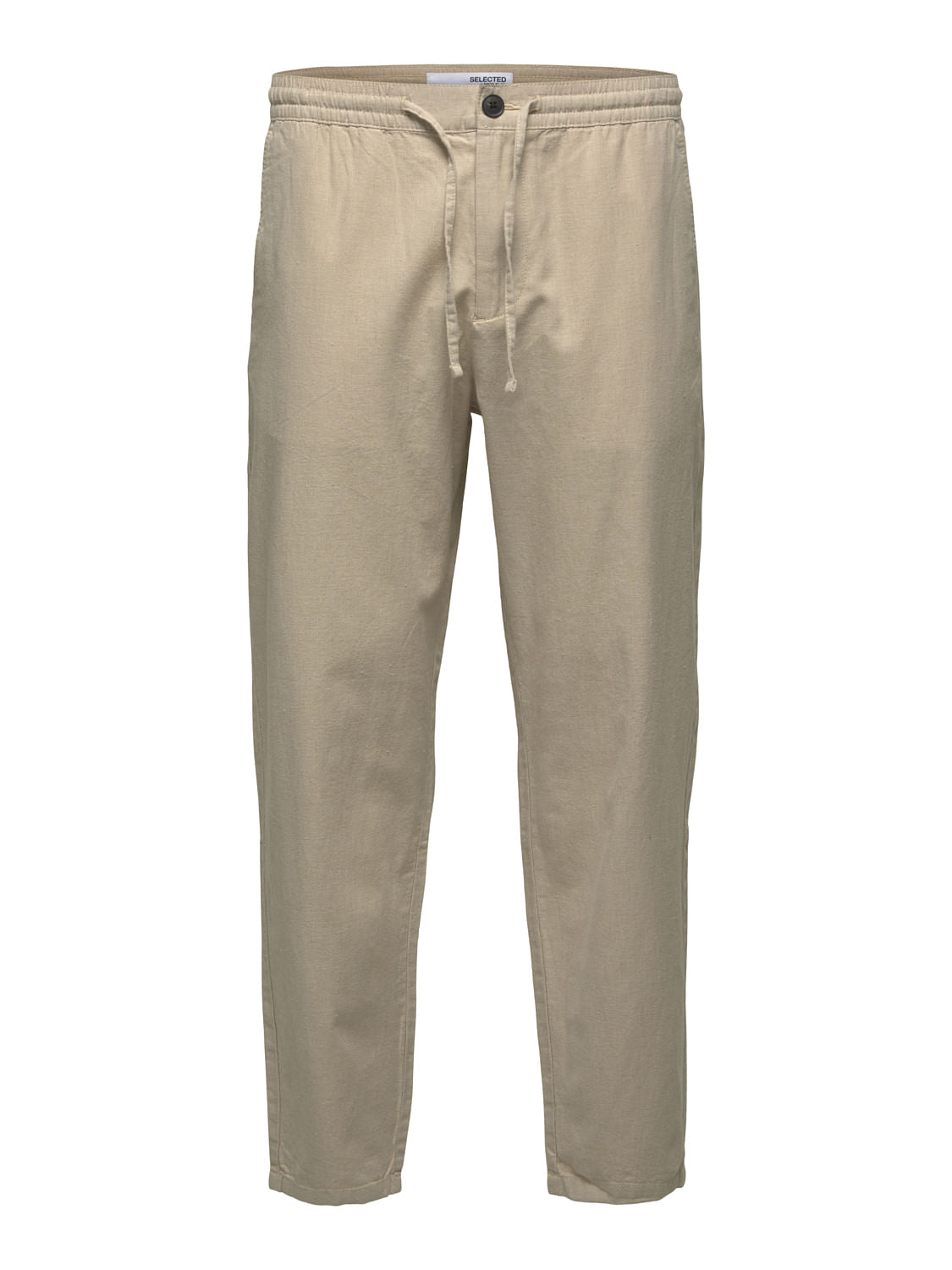 Beige Mid Rise Organic Cotton Pants