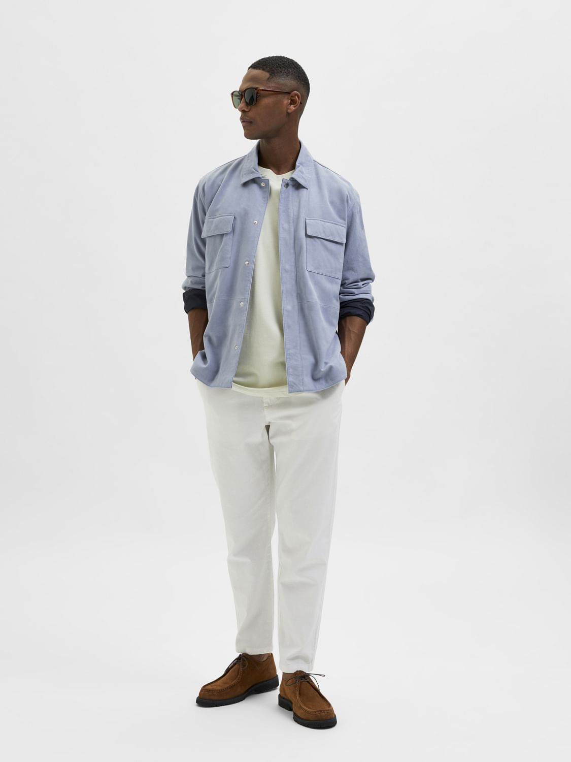 White Mid Rise Organic Cotton Pants
