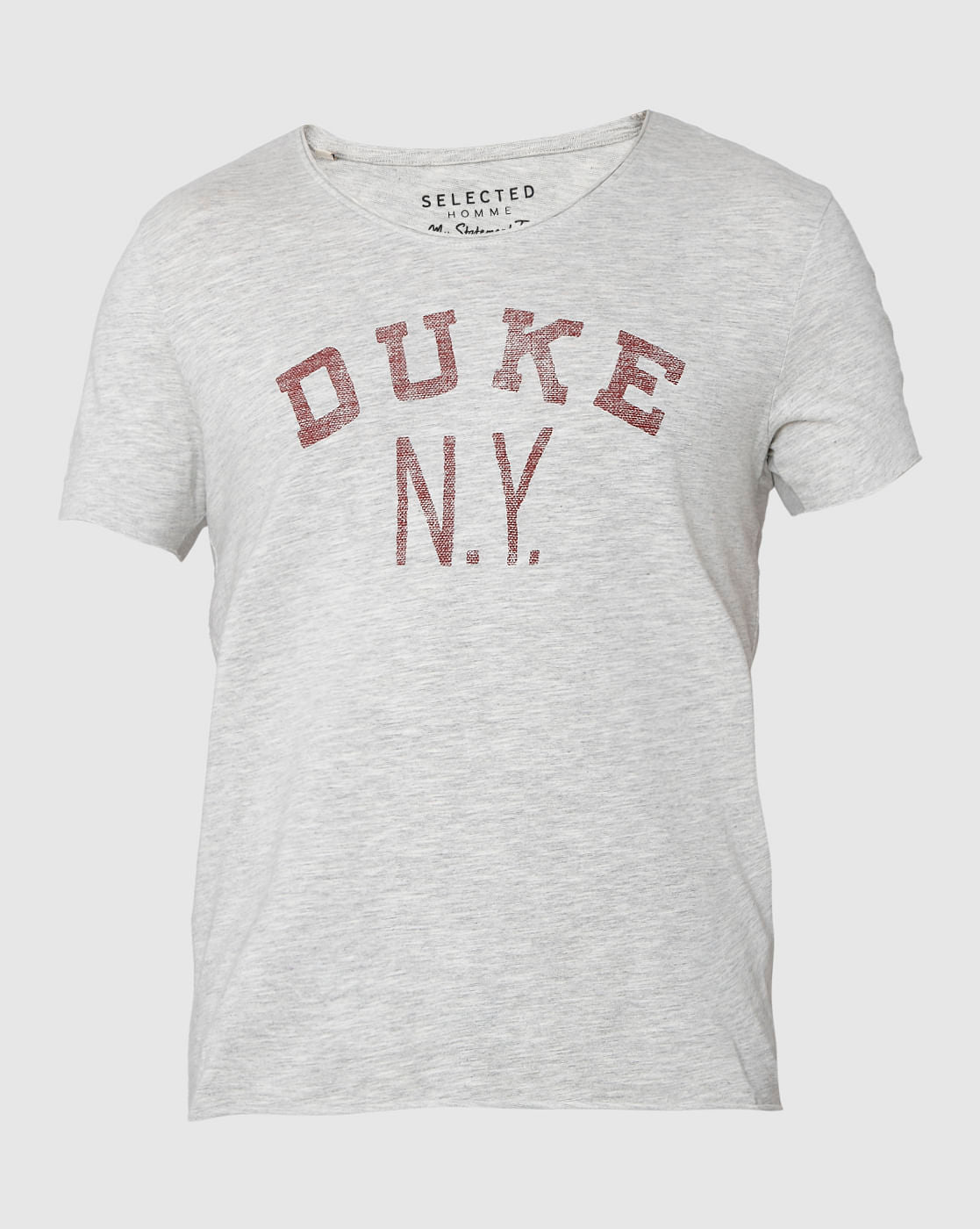 Grey Printed Crew Neck T-Shirt
