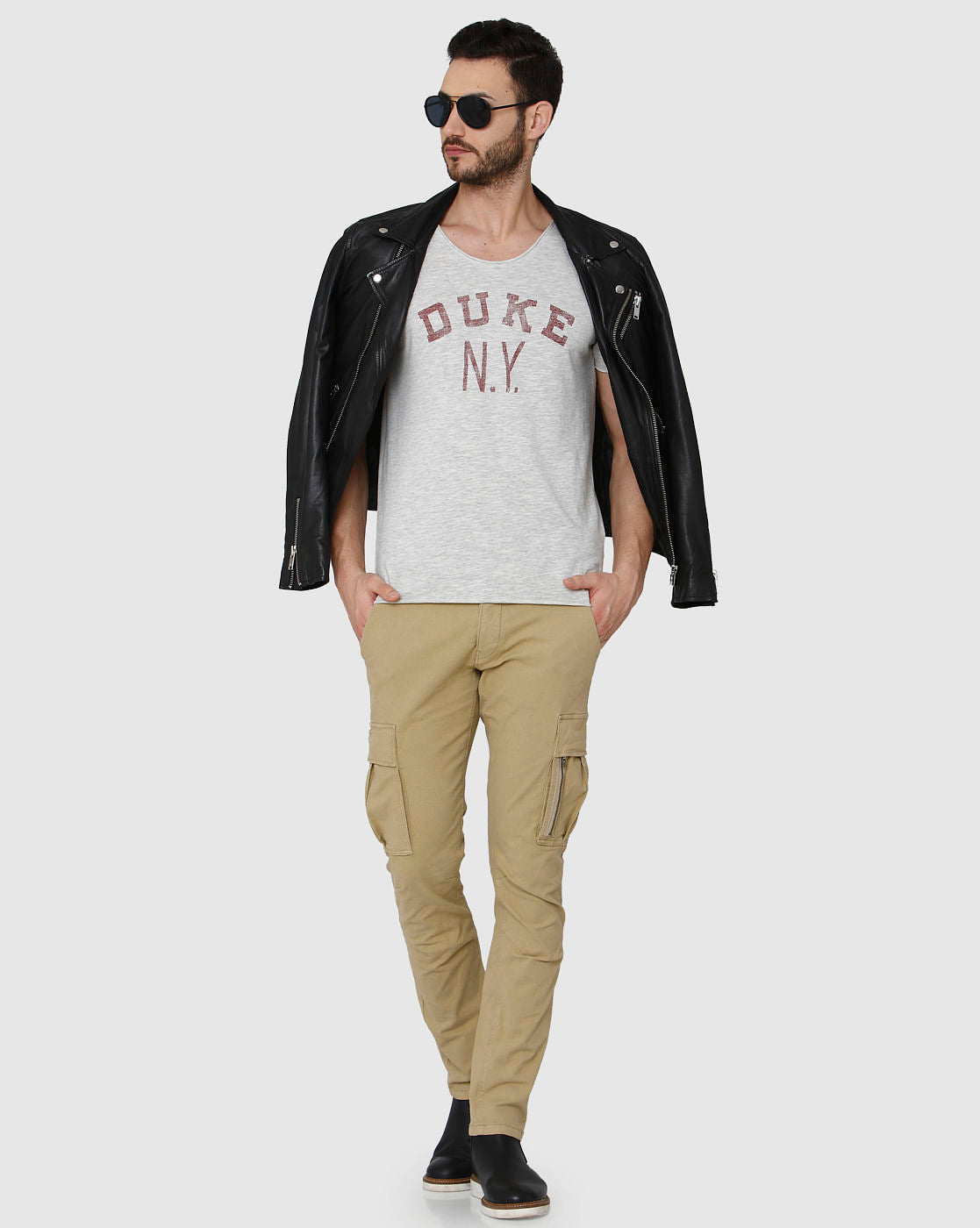 Grey Printed Crew Neck T-Shirt