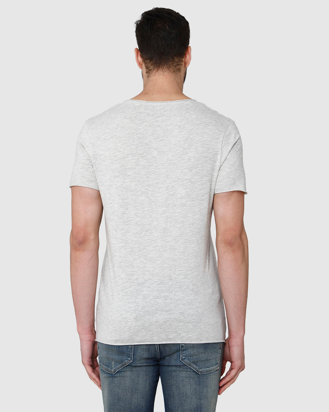 Grey Printed Crew Neck T-Shirt