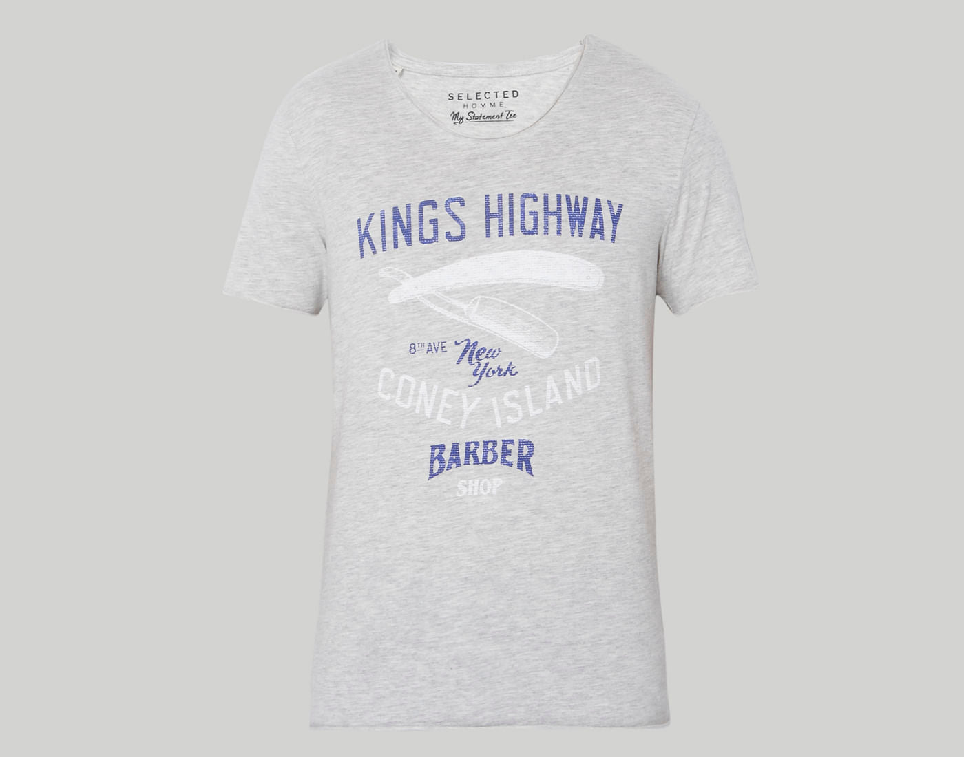 Grey Printed Crew Neck T-Shirt