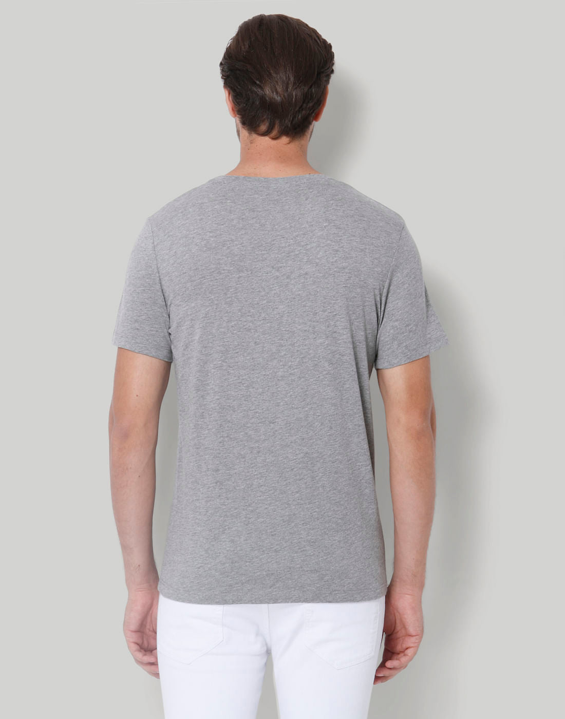 Grey Printed Crew Neck T-Shirt
