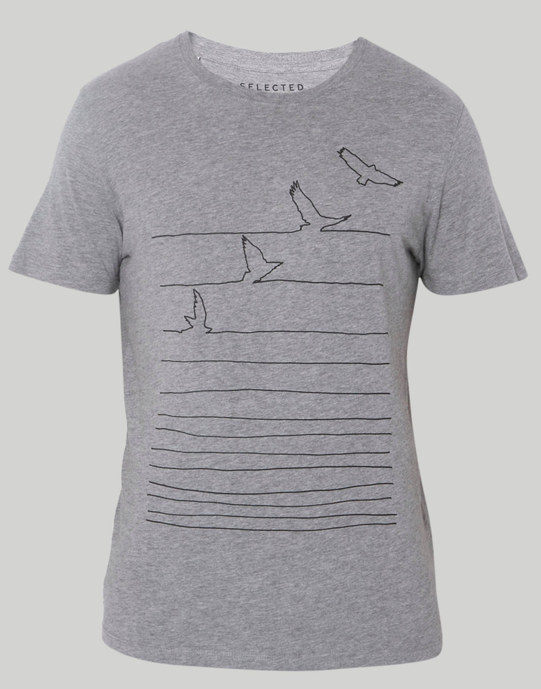 Grey Printed Crew Neck T-Shirt