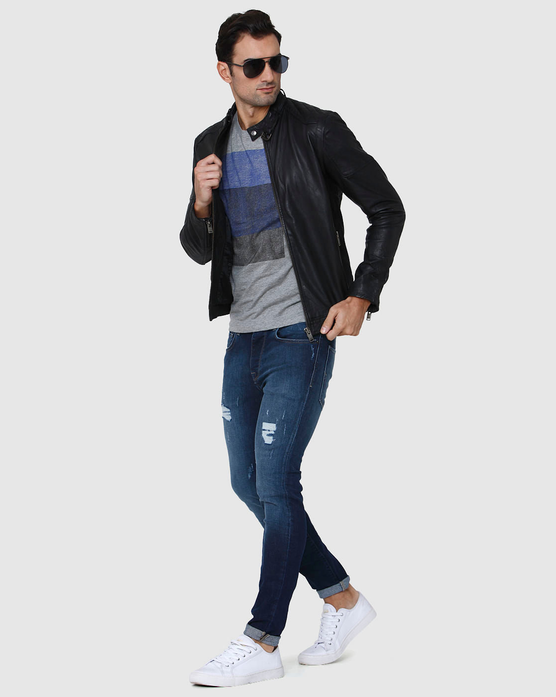 Grey Printed Crew Neck T-Shirt