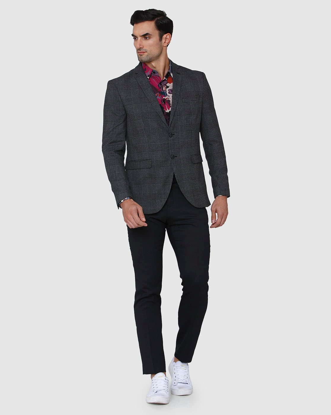 Grey Check Slim Fit Blazer