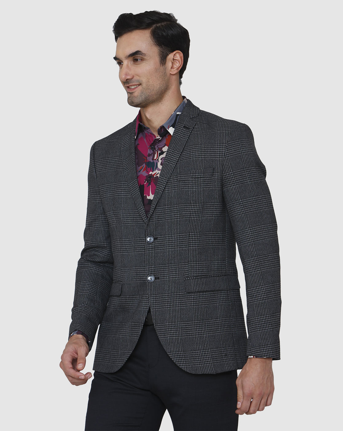 Grey Check Slim Fit Blazer