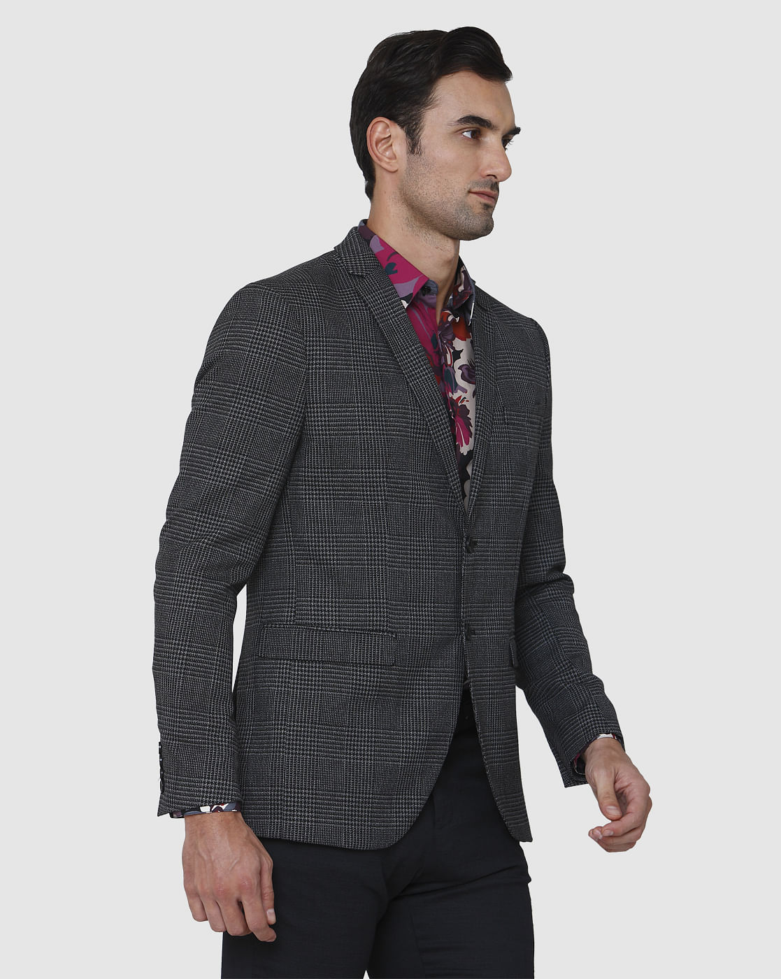 Grey Check Slim Fit Blazer