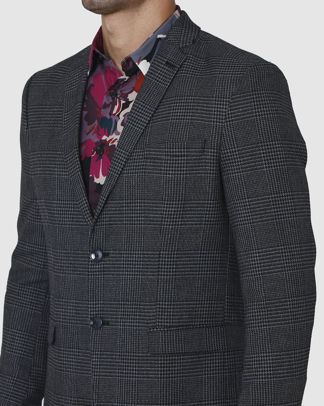 Grey Check Slim Fit Blazer